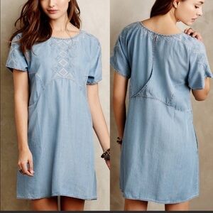 Holding Horses Chambray Mini Blue Dress size Size
